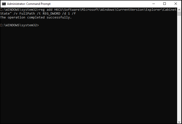 Command Prompt as Administrator window