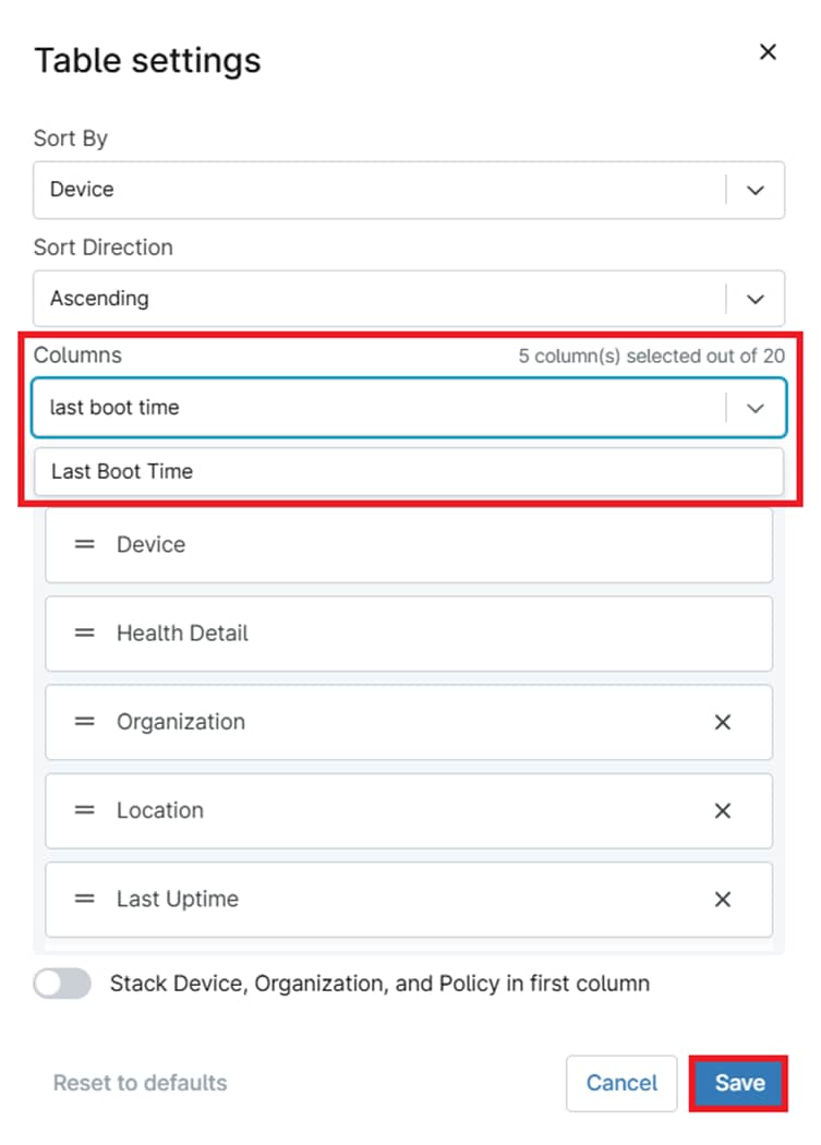 Select Last Boot Time, and click Save to apply the changes. 