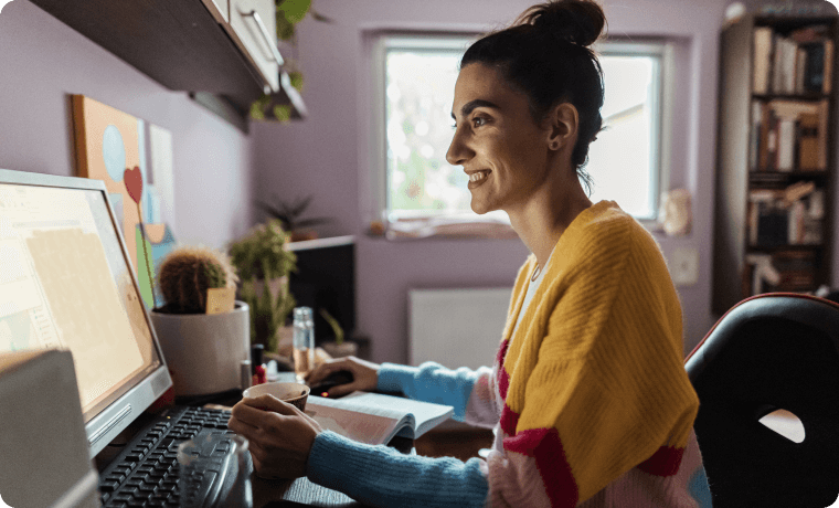 Woman using desktop