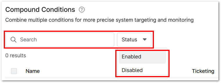 Enabled or disabled statuses