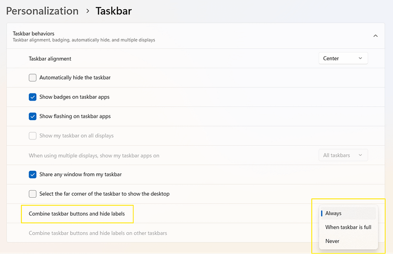 How to Never Combine Taskbar Buttons in Windows 11 | NinjaOne