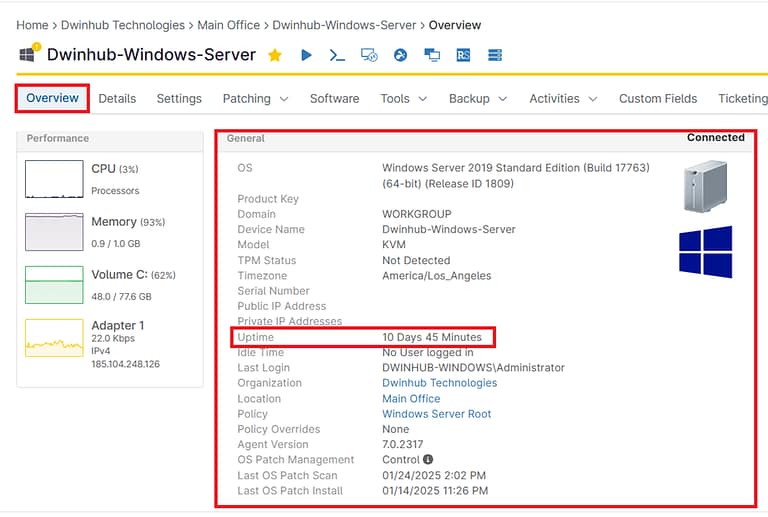 How to show system uptime on windows ninajone
