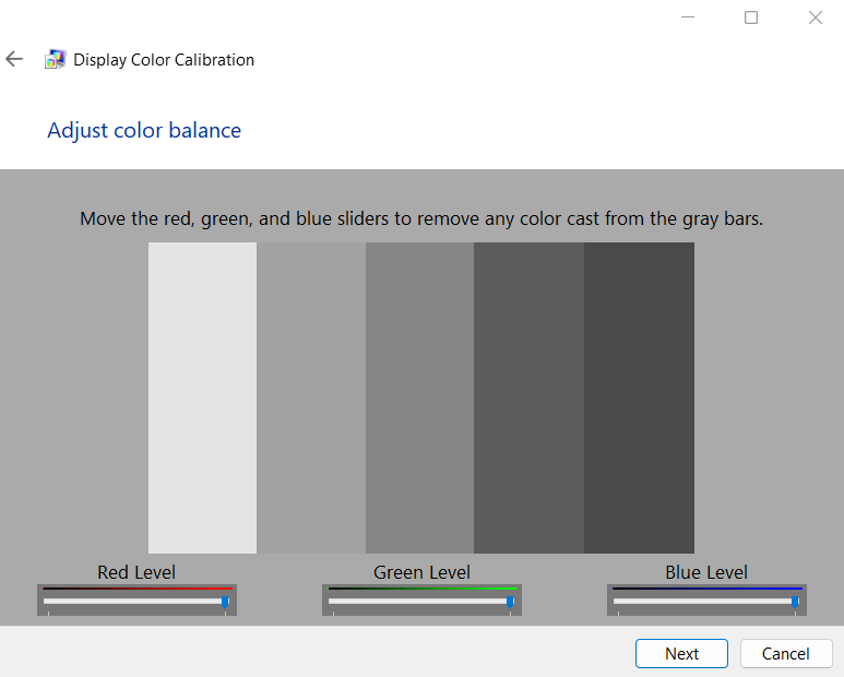 Adjust color balance dialog box