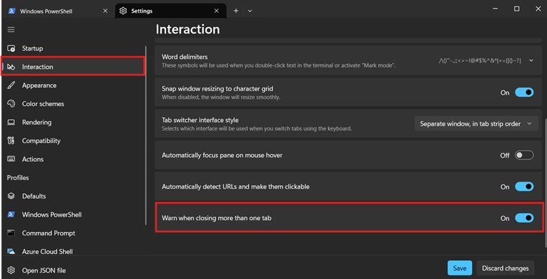Interaction option: Warn when closing more than one tab