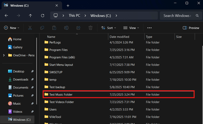 Test Music Folder as a sample path