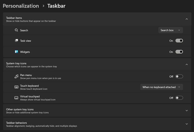 Open Settings and go to Personalization, taskbar find system tray icons and click on Virtual touchpad to on or off