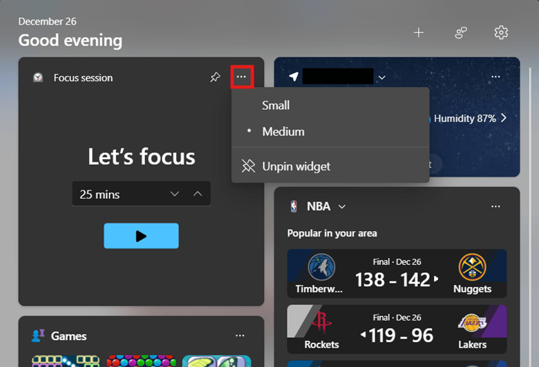 Größe des Widgets anpassen