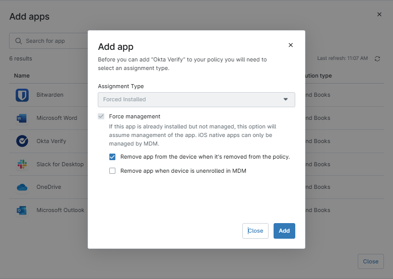 Add app window