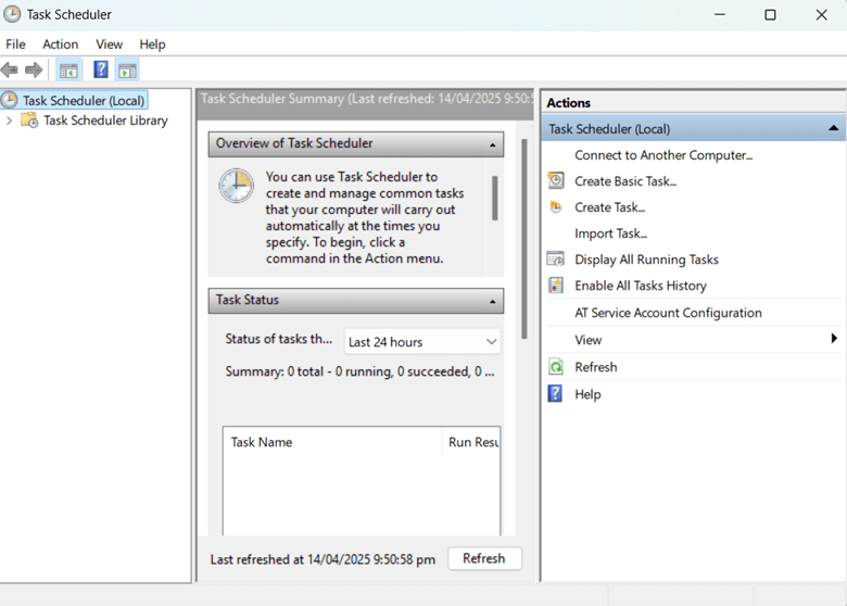 Task Scheduler Window