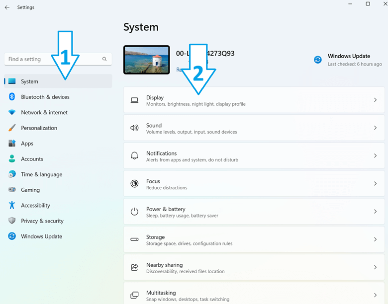System settings display option