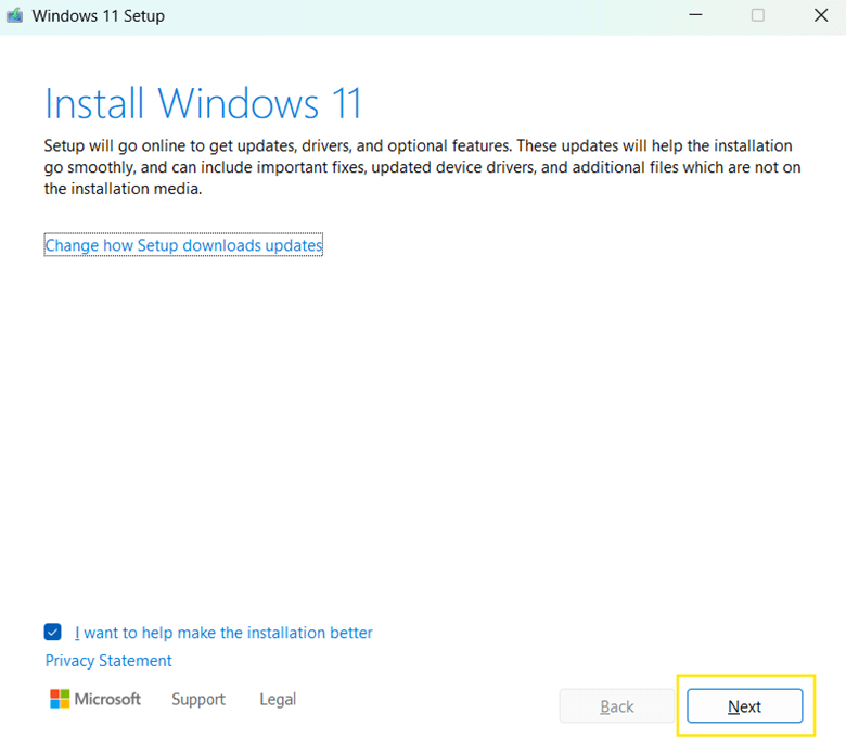 Windows 11 setup