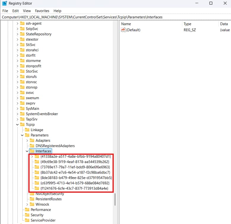 Go to registry editor and ensure the correct IP configuration exists for adapters