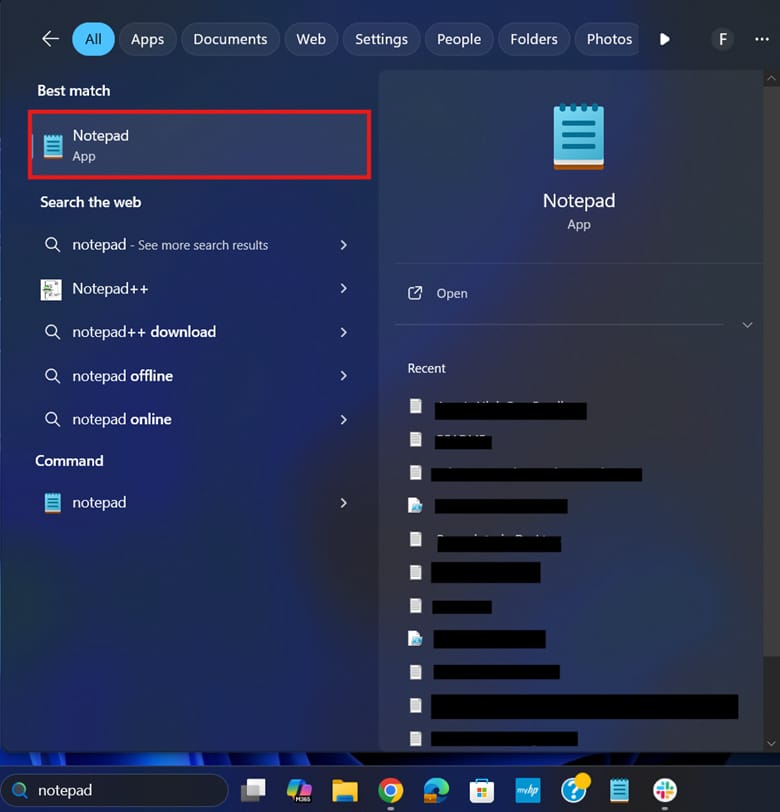 Open Notepad