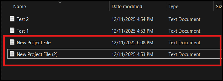 Windows appends a suffix number to the duplicate file to avoid overwriting