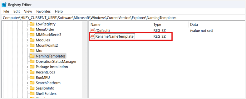Find RenameNameTemplate String Value