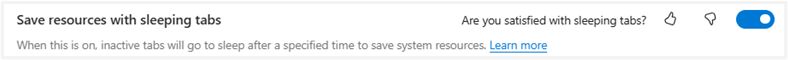 Toggle Save resources with sleeping tabs on or off