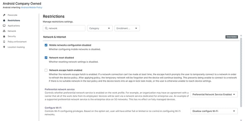Network Restrictions Network Restrictions