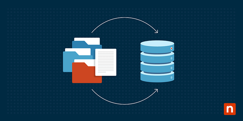 Digital Transformation Strategy for IT Teams Illustration of paper documents and a database representing digital transformation strategy in IT
