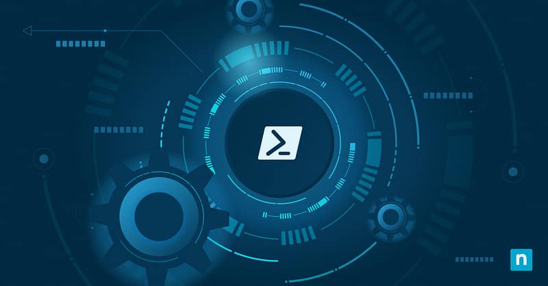 Illustration with a command prompt icon representing Task Automation with PowerShell