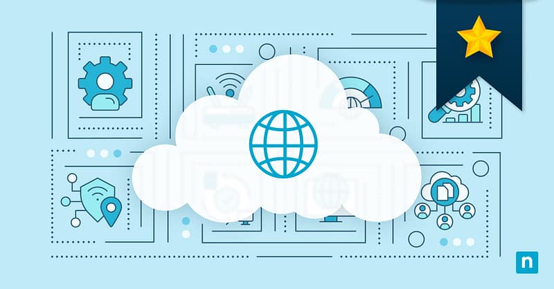 Illustration of a cloud and various network devices representing the Best Network Monitoring and Management Tools