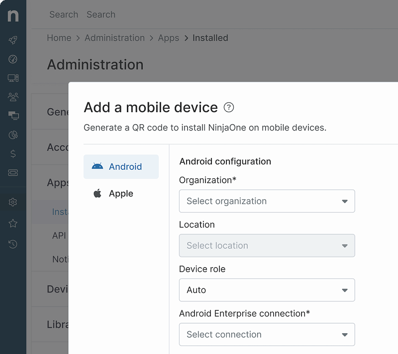 NinjaOne MDM dashboard screenshot NinjaOne MDM dashboard screenshot