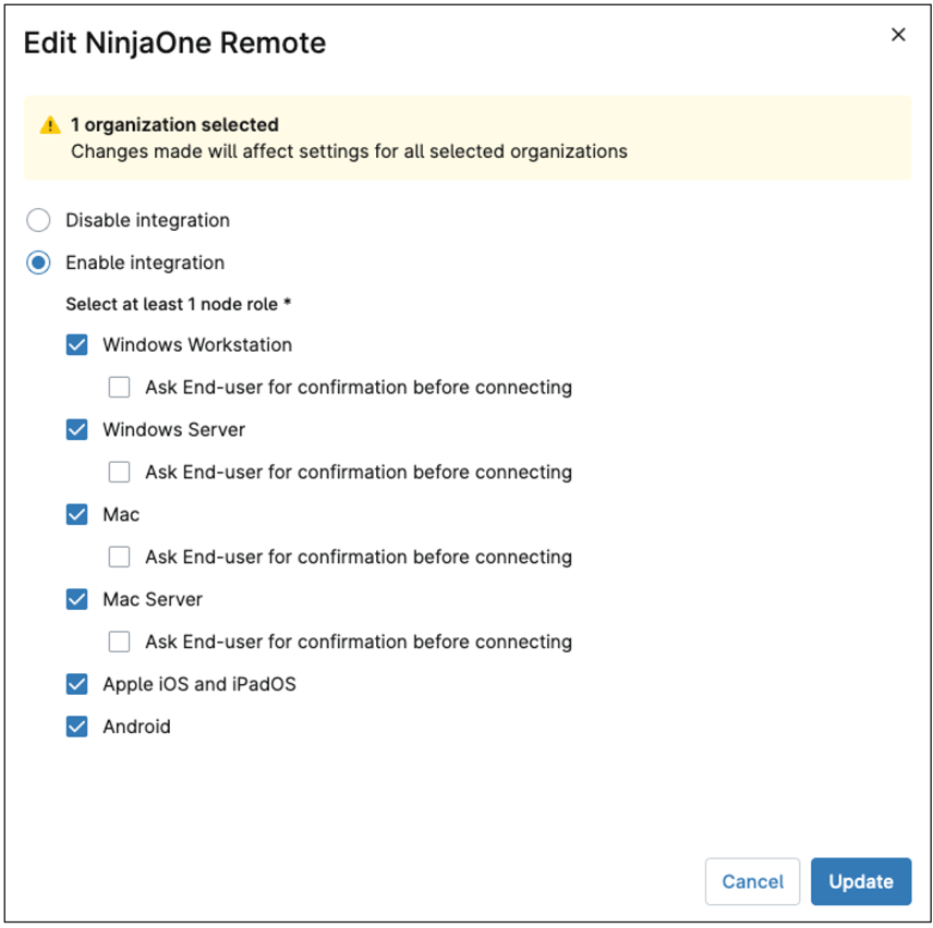 Edit NinjaOne Remote integrations