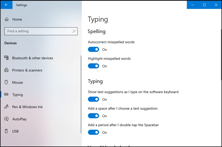 Typing dialog box