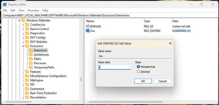 File type exclusions