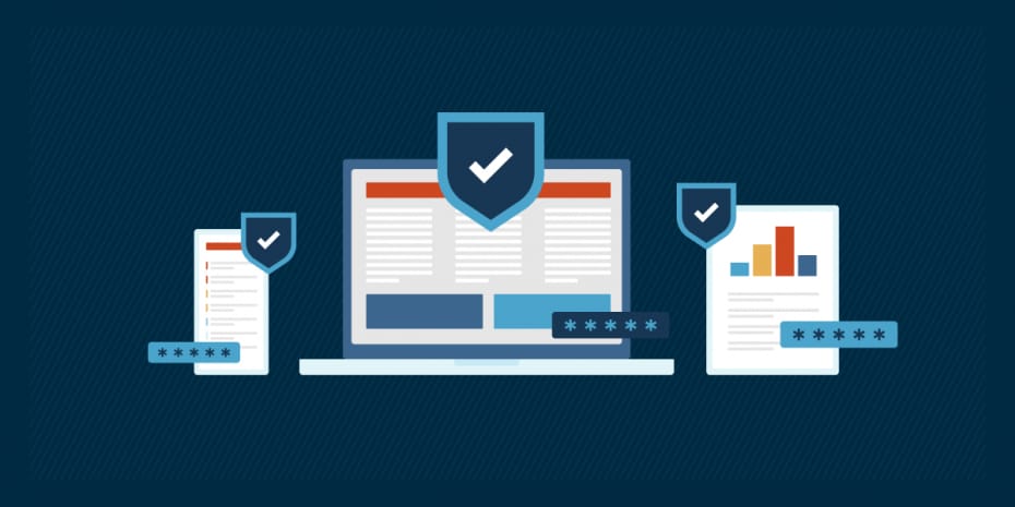 A mobile phone, laptop, and tablet with shields representing a blog post on vulnerability management