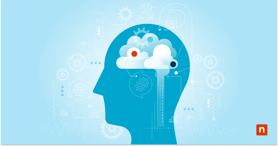 An illustration of a person's mind contemplating solutions representing a blog on IT automation