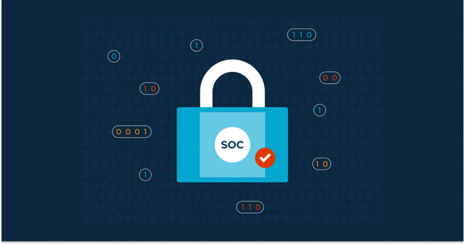 Illustration of a lock with SOC written on its center representing SOC compliance