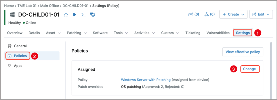 Assign a device to a policy individually