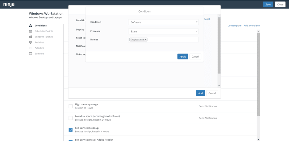 remotely uninstalling software with ninjarmm automation step 1