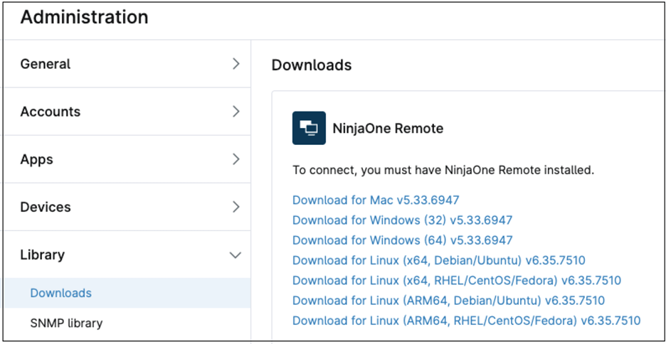 NinjaOne Remote Downloads