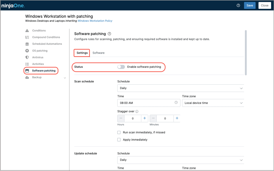 Enable software patching