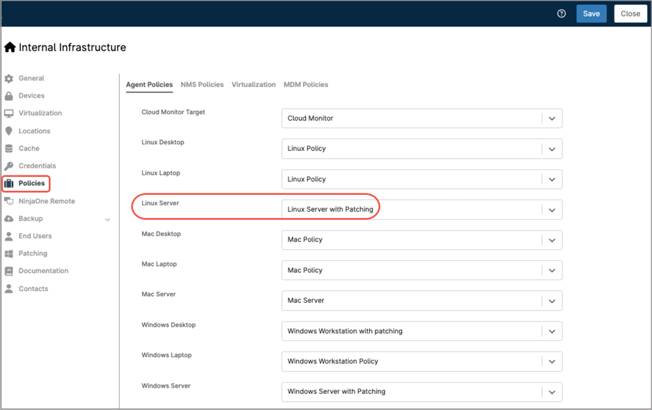 Assign devices to policies