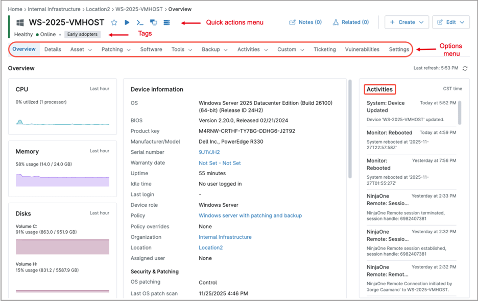 Ver más detalles de la información del dispositivo