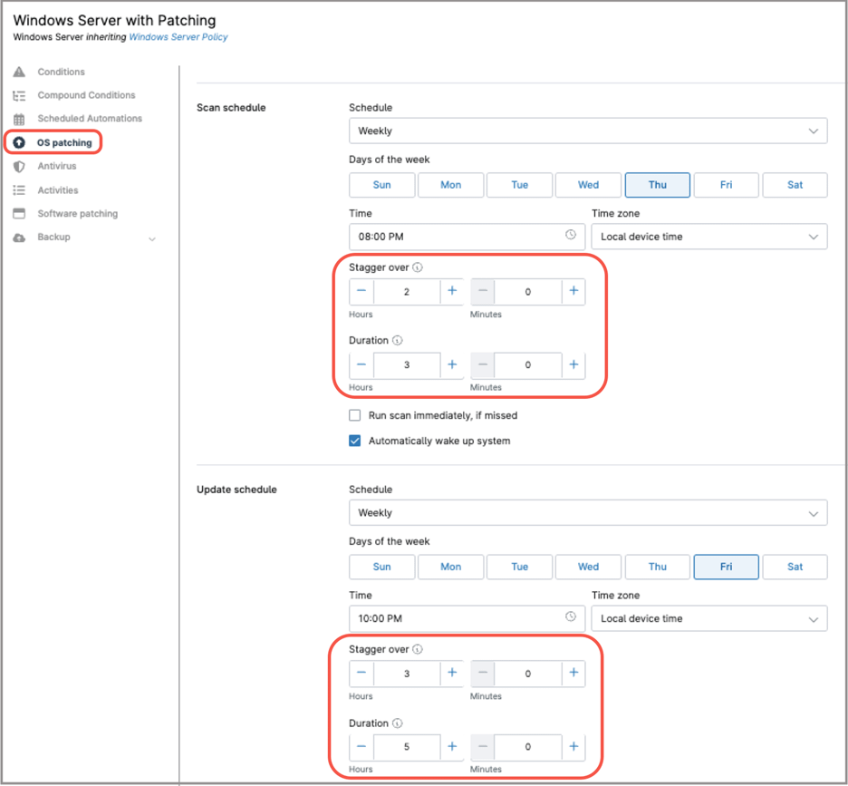 Staggered patch schedule