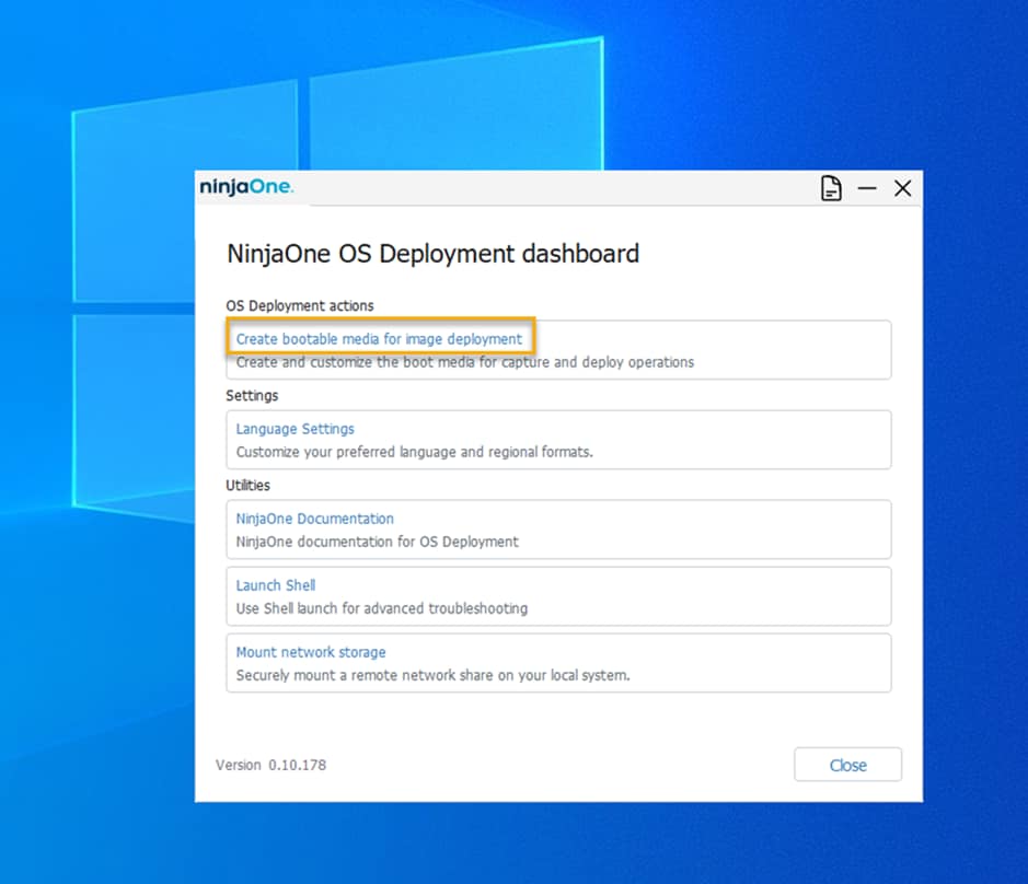 NinjaOne OS Deployment dashboard