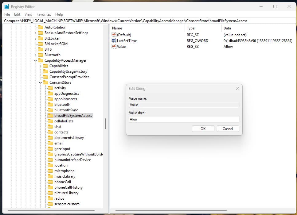 Edit string dialog box