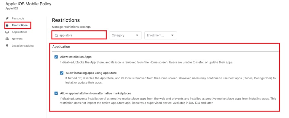 Configure App Store Restrictions