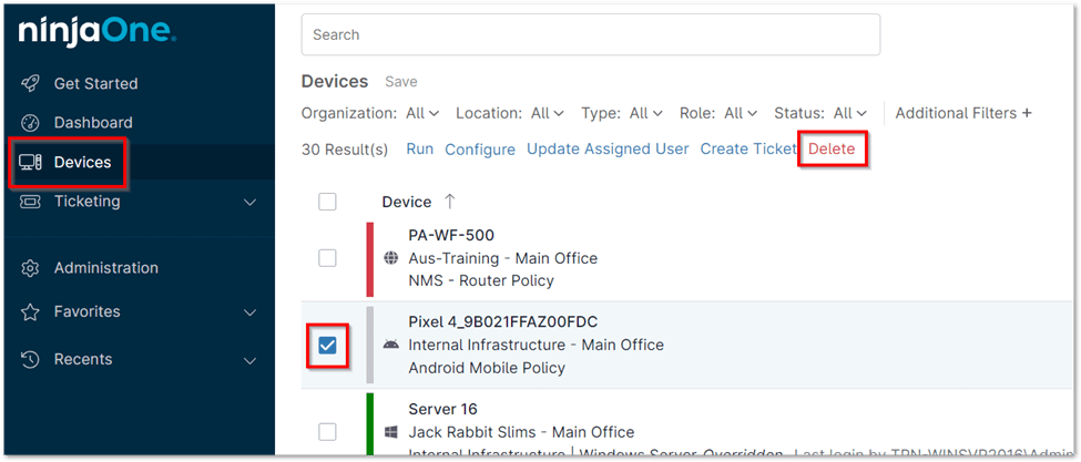 Device Search Grid