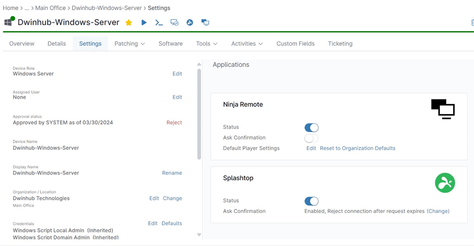 Modify Splashtop Settings for the page "How to Connect Splashtop with NinjaOne"