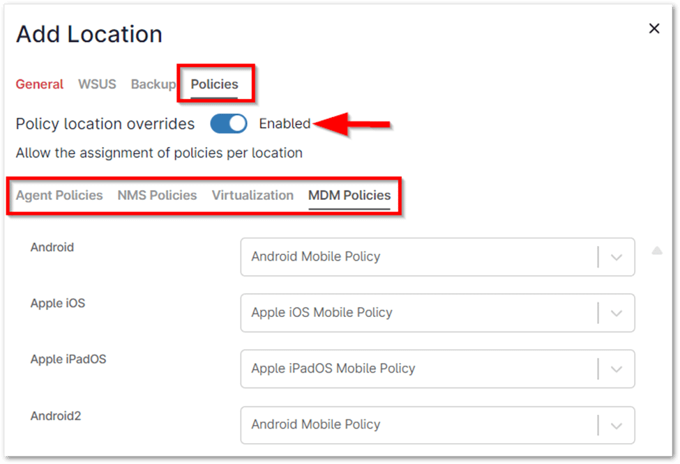 Customize additional settings for the location