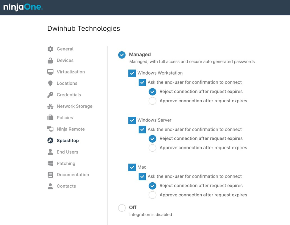 Activate Splashtop Management for the page "How to Connect Splashtop with NinjaOne"