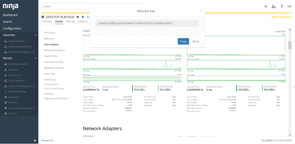 NinjaOne BitLocker encryption recovery key management 1