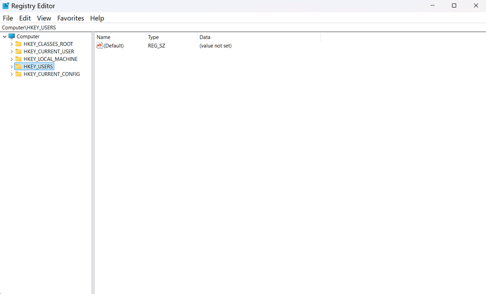 Registry Editor Window