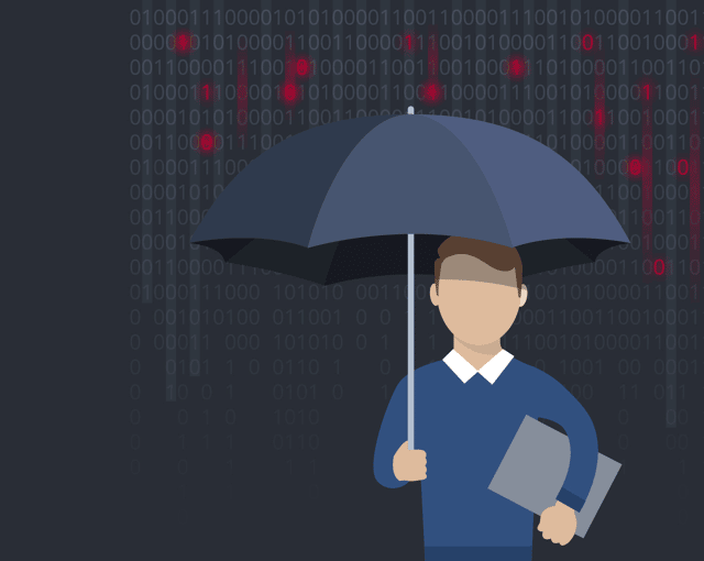 cyber-insurance-legal-webinar-feature-image umbrella against code from above