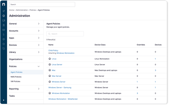 NinjaOne dashboard policies