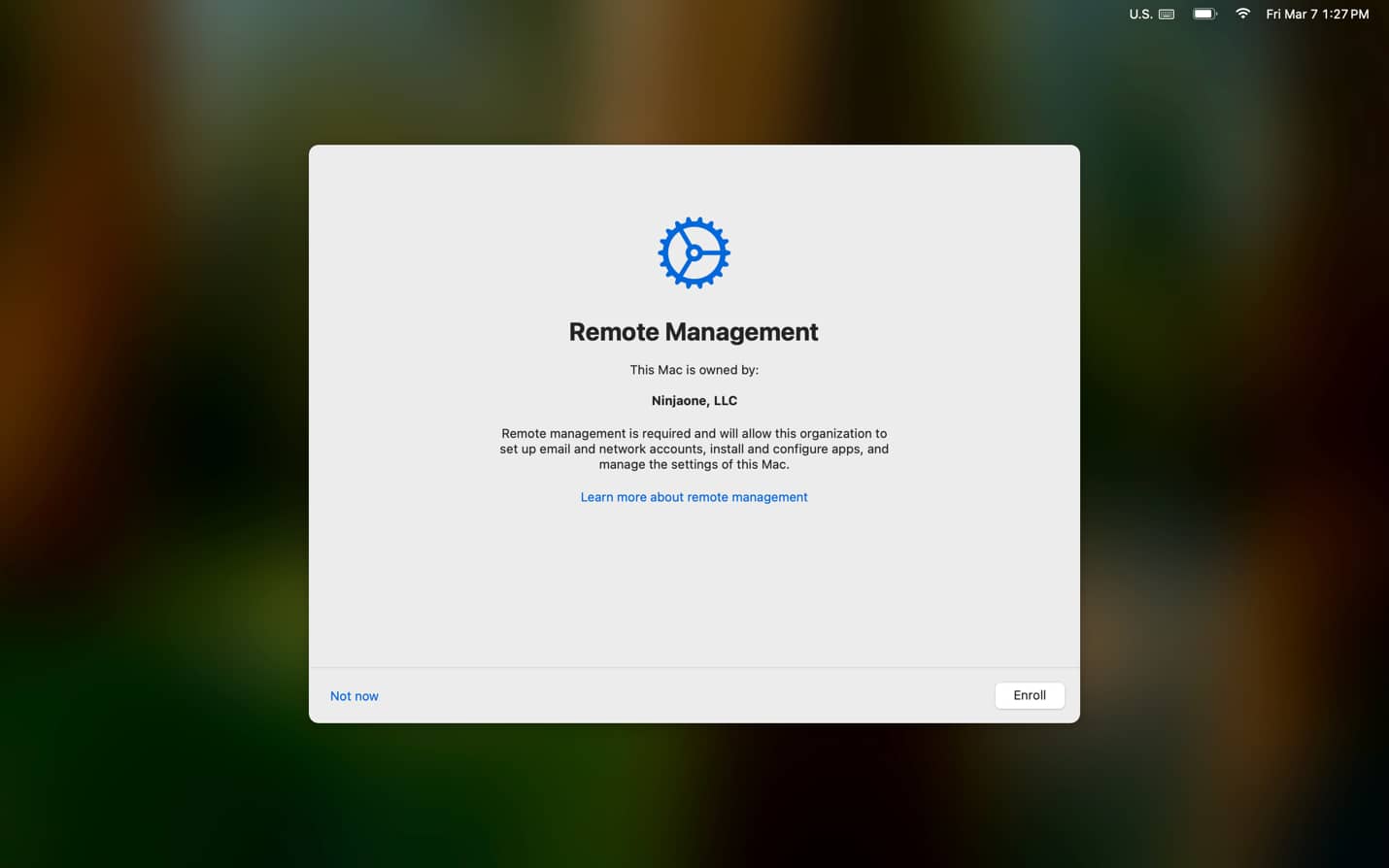 Schermata di Gestione remota